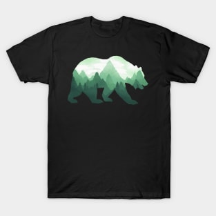 Dramabite Bear Double Exposure Grizzly Surreal Wildlife Animal T-Shirt